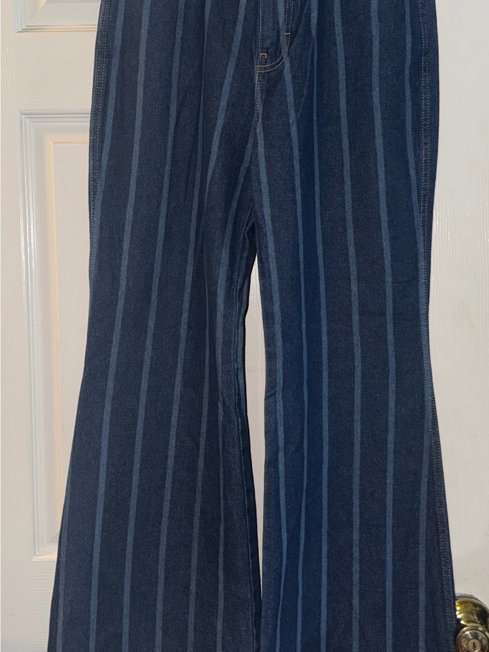 Wrangler Navy Striped Wide-Leg Jeans